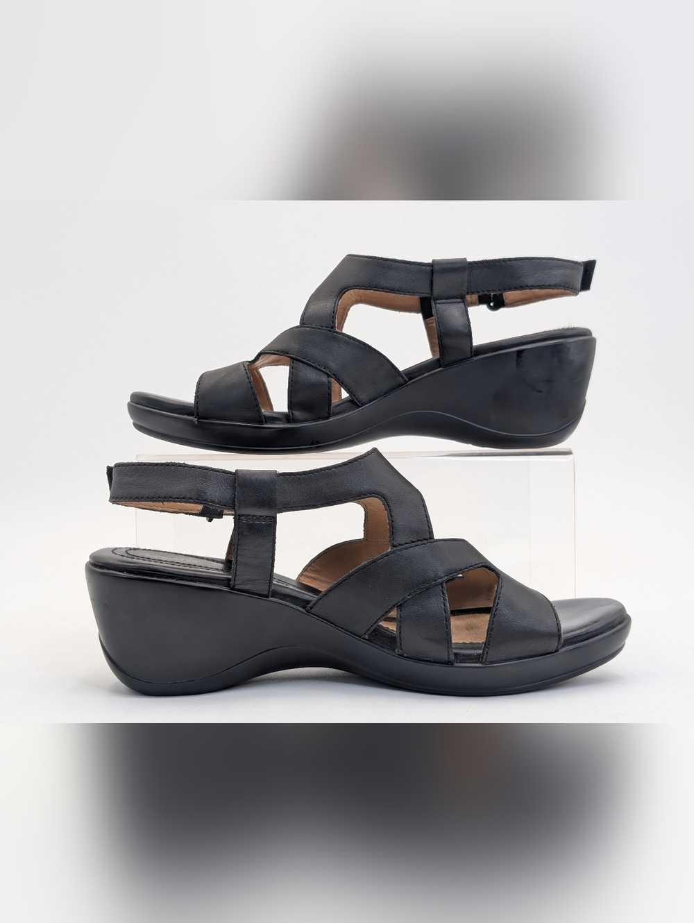 Naturalizer Tanner Size 7.5M Genuine Black Leather Ergonomic Footbed Slingback - Picture 8 of 16